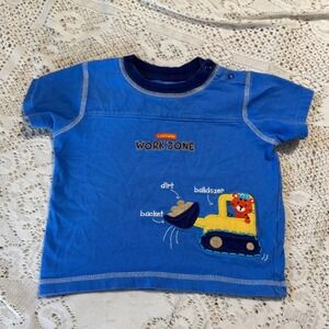 Child of Mine by Carters Blue Work Zone Bulldozer Graphic Tee 24M‎ snap shoulder